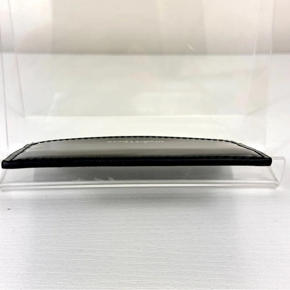 YSL Saint Laurent Paris Logo Stamp Cardholder Black - Picture 5 of 15